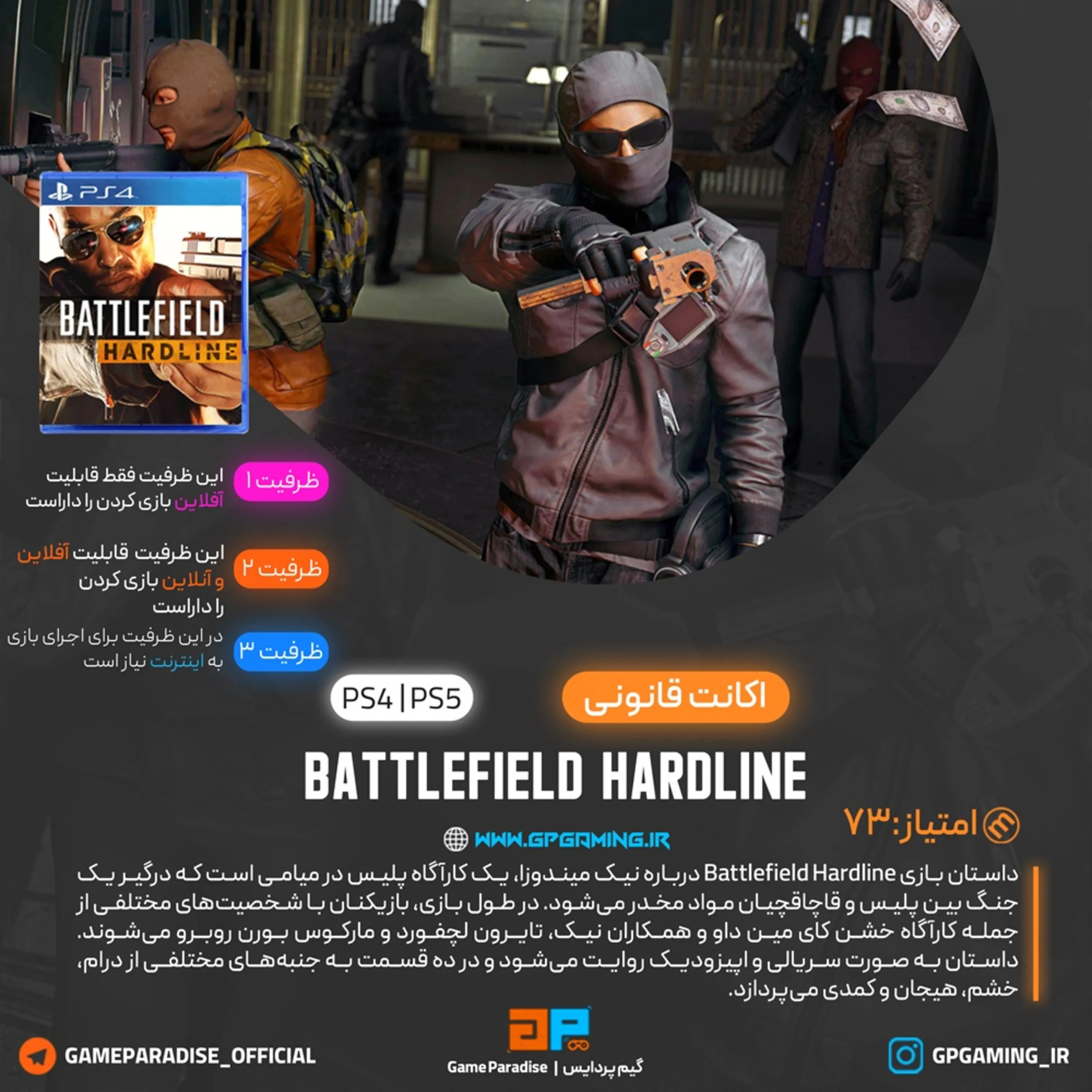 اکانت قانونی Battlefield Hardline Standard Edition برای PS4 & PS5